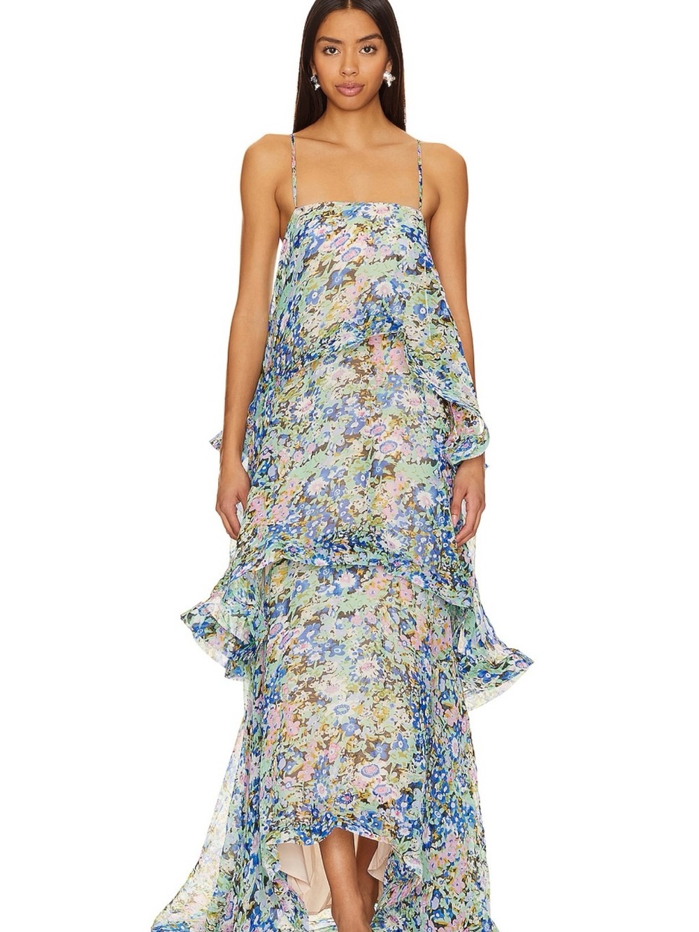 Armani maxi dress in multi - Floral Spaghetti-Strap Maxi Dress in Multi-Color